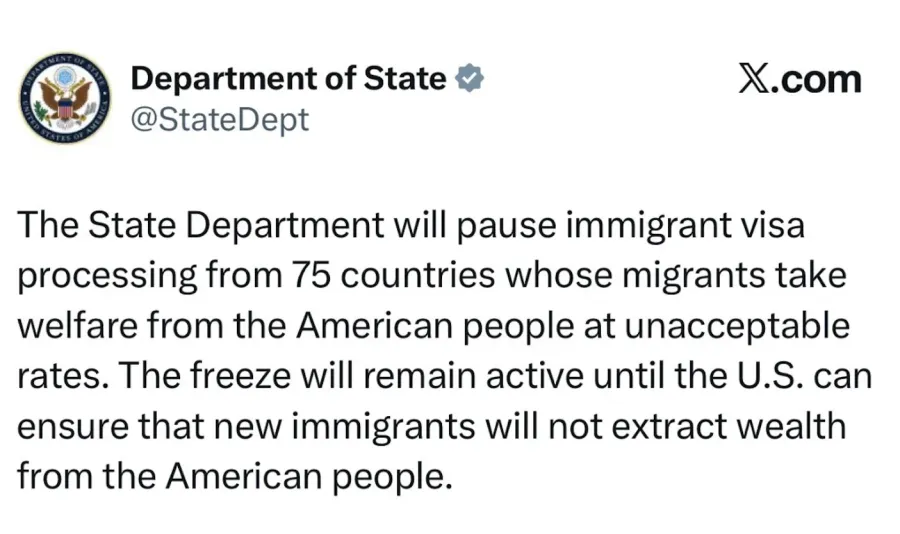 Imagem X do departamento de estado americano